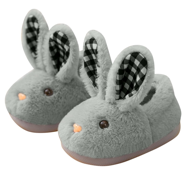 Ccpelsie Girls Boys Slippers No-Slip Slippers Soft Rubber Sole House Shoes  for Bedroom Indoor Outdoor (Toddler/Little/Big Kid)(Grey,8)