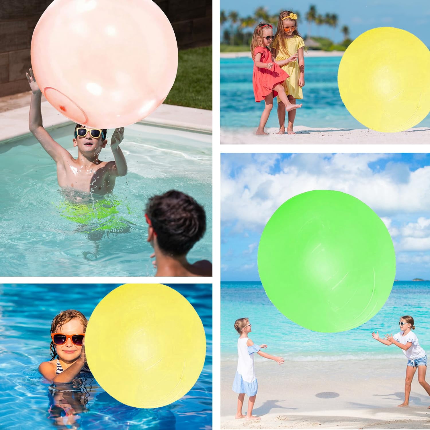 Giant Inflatable Water Balloons Yellow Green Orange 70cm Outdoor Indoor Party Pool Game