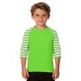 thumbnail image 2 of YMNXA Kids Boys T Shirt 3/4 Sleeve Round Neck Color Block Stripe Print Comfortable Soft Tee Top For Casual Daily Wear,Green,6-7 Years, 2 of 4
