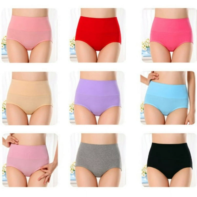 FallSweet 5Pcs/Lot! Women's Panties High Waist Cotton Panties Slimming  Comfort Briefs Soft Solid Color Female Underwear M-XXL