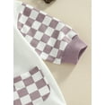 thumbnail image 6 of Liacowi Baby Boy Girl Checkerboard Sweatshirt Romper Long Sleeve Pullover Plaid Patchwork Outfit Infant Toddler Fall Clothes, 6 of 7