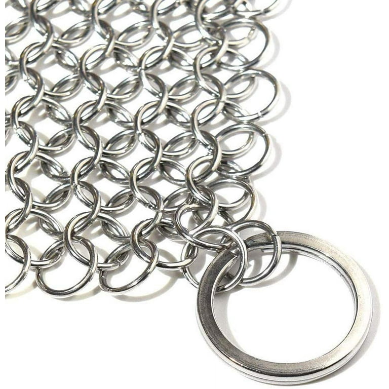 Stainless steel cast iron cleaner, stainless steel chain washer, inch ring  cleaner for cleaning cast iron and wrought iron with hanging ring, does not  rust like steel wool for cast iron pans 