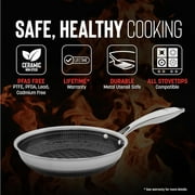 Hells Kitchen PFAS-FREE Ceramic Hybrid 8 Fry Pan, Nonstick, Scratch-Resistant, Ergonomic Handle, Dishwasher Safe, Multi-Cooktop, and Oven-Safe