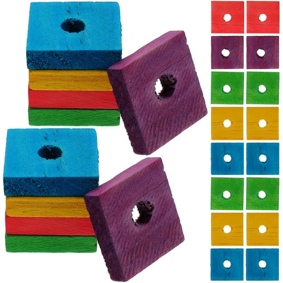 100 Pcs Parrot Wooden Chip Toys Bird Playing Toys Parrot Bite Toys (Mixed Color)