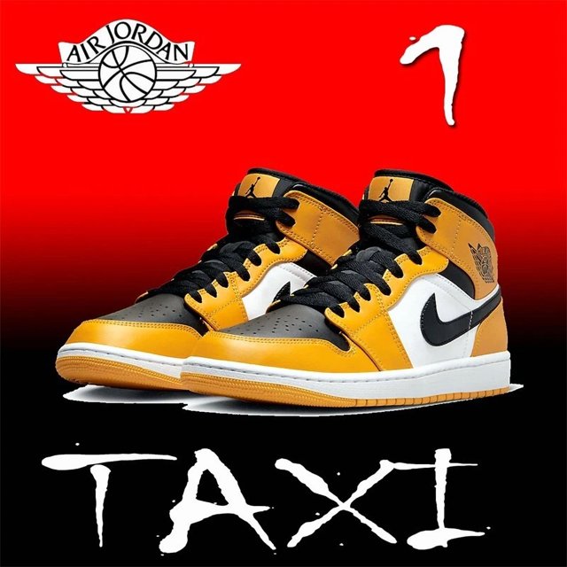 Ni - ke RARE MEN'S LIMITED PREMIUM AIR JORDAN 1 MID "TAXI" BASKETBALL LIFESTYLE SNEAKERS