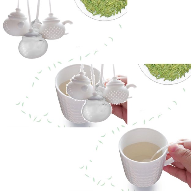 Oleegame 2PC Produce Storage Details About Tea Infuser Strainer Silicone Tea Bag Leaf Filter Diffuser White