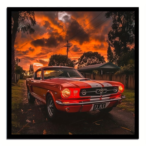 5D DIY Artificial Full Diamond Painting Set - Adult Beginner, Vintage Red Car At Sunset Diamond Art, Sparkling Rhinestone, for Home Wall Decor & Gift - Perfect for Art Lovers & Adults