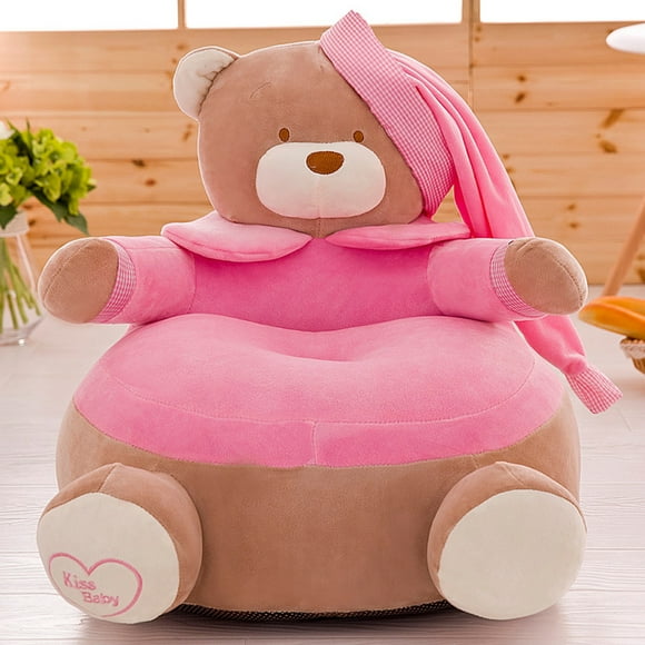 No Filling Baby Bean Bag Cartoon Crown Bear Baby Chair Toddler Nest Puff Children Seat Sofa Cover