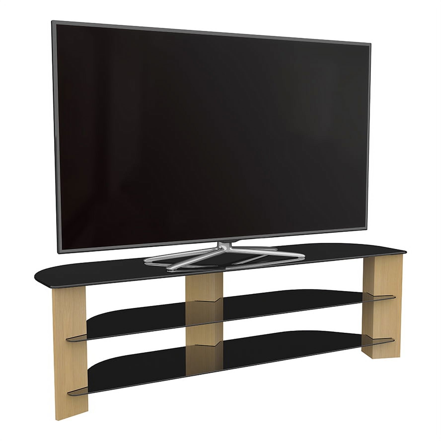 AVF FS1500VAROB-A Varano TV Stand with Light Oak Legs and Black Tempered Glass Shelves for many TVs up to 70 inch. For TVs with wide feet, please measure to assure fit on this stand. - image 4 of 5