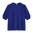 thumbnail image 6 of RYRJJ Womens Puff Half Sleeve Tops Dressy Casual Loose Fit Shirts Trendy Summer Crewneck Keyhole Back Tunic Blouse Office Work T-Shirt(Blue,3XL), 6 of 9
