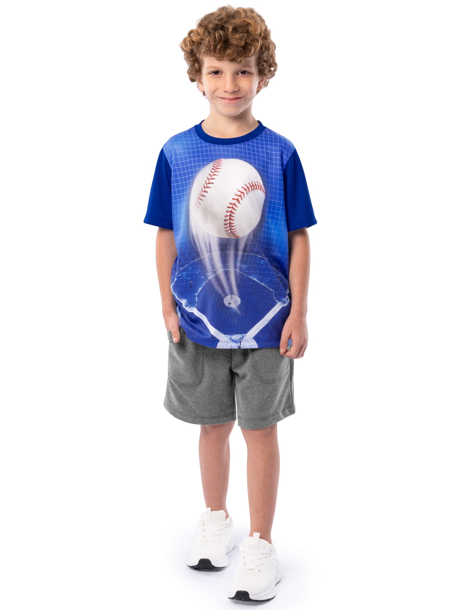 Athletic Works Boys Active Solid and Print Short Sleeve T-Shirts, 3-Pack, Sizes 4-18 & Husky