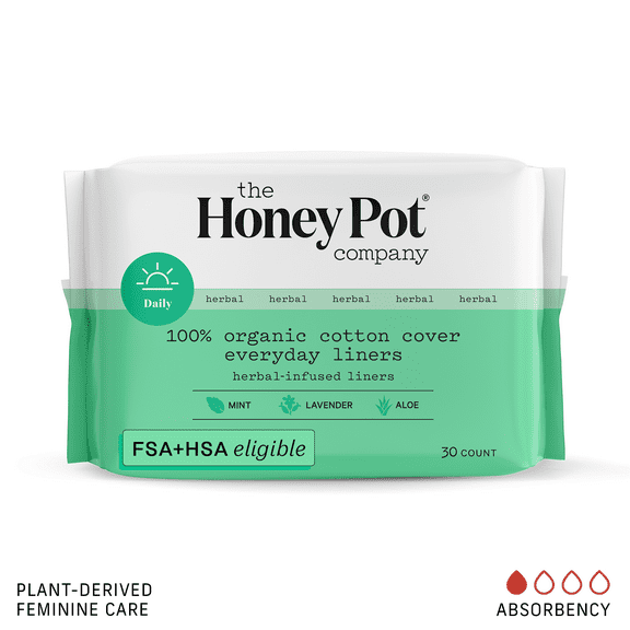 The Honey Pot Company, Herbal Pantiliners, Organic Cotton Cover, 30 ct.