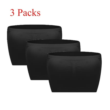 

Women s Bandeau Bra Basic Seamless Bra Crop Tube Top Bandeau Strapless Bra with Removable Pads 3 Packs