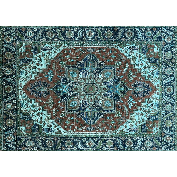Ahgly Company Indoor Rectangle Persian Light Blue Traditional Area Rugs, 7' x 9'
