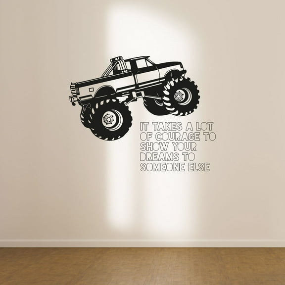 Show Your Dreams Quote Quotes Monster Truck Toy Car Wall Sticker Art Decal for Girls Boys Room Bedroom Nursery Kindergarten House Fun Home Decor Stickers Wall Art Vinyl Decoration Size (20x20 inch)