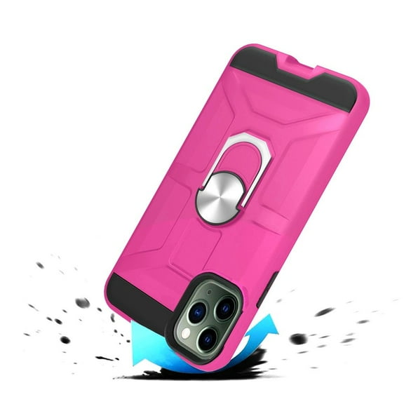 For Apple iPhone 12 /12 Pro (6.1") Stand Kickstand Ring Holder [360° Rotating] Armor Dual Layer Work with Magnetic Car Mount Cover ,Xpm Phone Case [Pink]