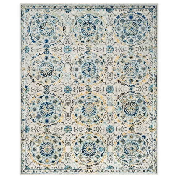 SAFAVIEH Evoke Rado Bordered Area Rug, Ivory/Blue, 10' x 14'