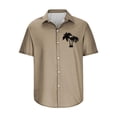 thumbnail image 4 of Drppepioner Chemises à Manches Courtes pour Hommes, Mode Confortable, Chemise à Manches Courtes Imprimée, Col Rabattu, Chemise d'Été Extensible Non Rentrée, Kaki, 4 of 4