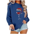 thumbnail image 1 of Amzcrzy Chandail de Noël pour Femmes Mode Manches Longues Col Rond T-Shirt Impression Verre de Vin Rouge Ample Grande Taille Chandail Tops, 1 of 4