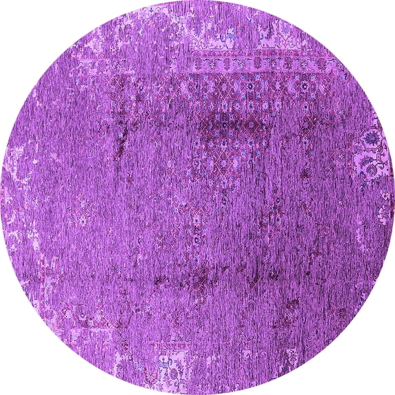 Ahgly Company Indoor Round Oriental Purple Industrial Area Rugs, 3' Round