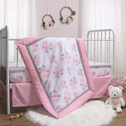 The Peanutshell Floral 3 Piece Nursery Bedding Sets, with Quilt, Fitted Crib Sheet, Crib Skirt