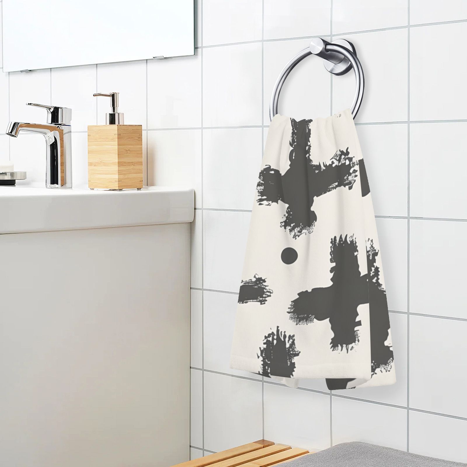 Cross Black Hand Towel Bath Towels Face Towels Cotton Absorbent for Home Hotel Spa Swimming Yoga Sports Decorative Towel Set of 2