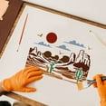 thumbnail image 5 of Desert View Stencils 29.7x21cm Plastic Gobi Desert Drawing Painting Stencils Cactus Sun Birds Pattern Wall Stencils Reusable Stencils for Painting on Wood Floor Wall and Tile, 5 of 9
