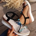thumbnail image 5 of Espadrilles for Women Open Toe Wedge Sandals Boho Braided Band Beaded T-Strap 2026 Beach Vacation Shoes Black Size 9, 5 of 8