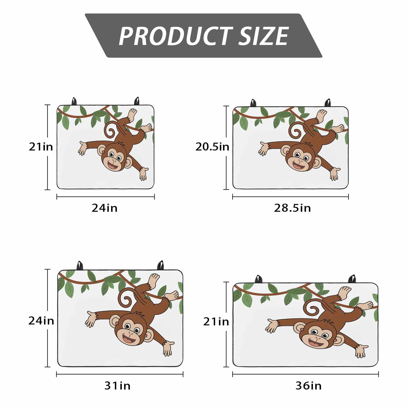 Brown Cute Monkey Stove Top Cover for Electric Stove, Heat-proof & Non Slip Glass Top Stove Cover Protector, Playing Funny Animal on Branch Kitchen Flat Cooktop Rubber Mat 24x21 Inches