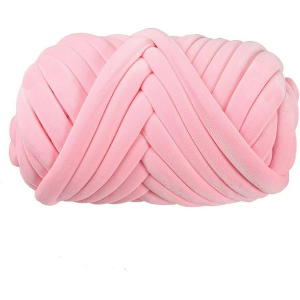Nvzi 1 pieza de hilo grueso de terciopelo para tejer, hilo gigante tubular súper suave para mantas, alfombras, almohadas y bolsos, color rosa