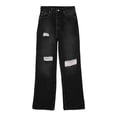 thumbnail image 6 of ClodeEU Women's High Waisted Ripped Straight Leg Jeans,Casual Distressed Denim Pants Black,Women's Plus L, 6 of 6