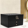 thumbnail image 5 of 3 Tiers Watch Box,Lockable Watch Case,Watch Display Case with 2 Drawers for Rings,Bracelet Black,Velvet Lining,Jewelry Box for Men Women,Jewelry Organizer Watch Holder, 5 of 9