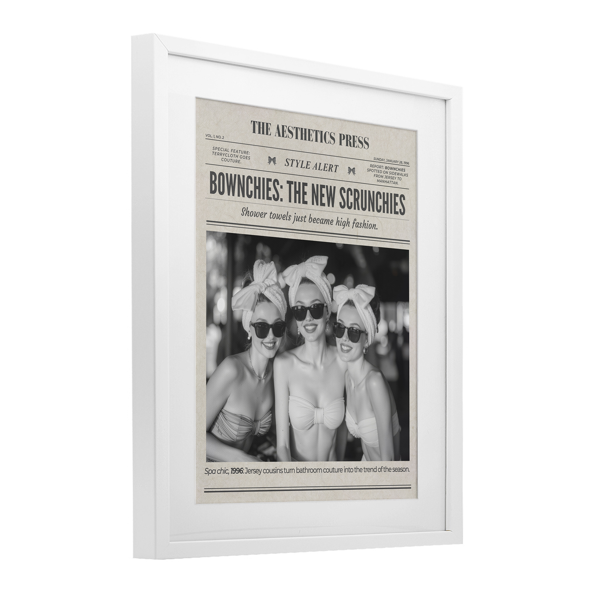 The Aesthetics Press Magazine White Framed Print Under Glass, design by A Barefoot Stylist