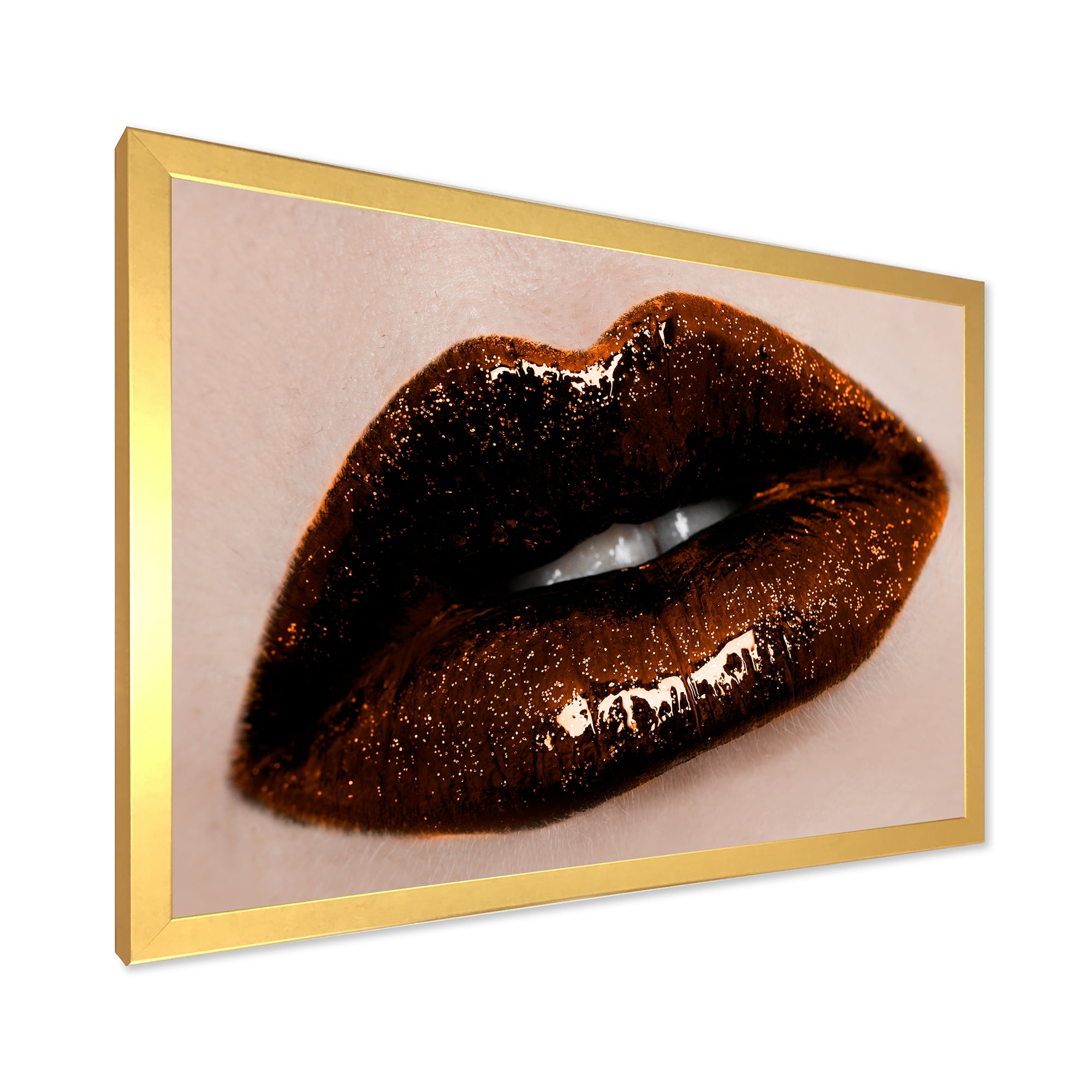 Designart 'Close-Up Of Gorgeous Female Lips II' Modern Framed Art Print