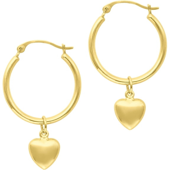 Floreo 14k Yellow Gold 19mm Dangle Heart Drop Earrings