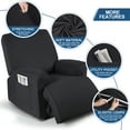 thumbnail image 6 of KINCAM Recliner Armchair Slipcover Stretch Recliner Chair Cover with Pockets, 3-Pieces Furniture Recliner Sofa Covers Protector, Black, 6 of 11