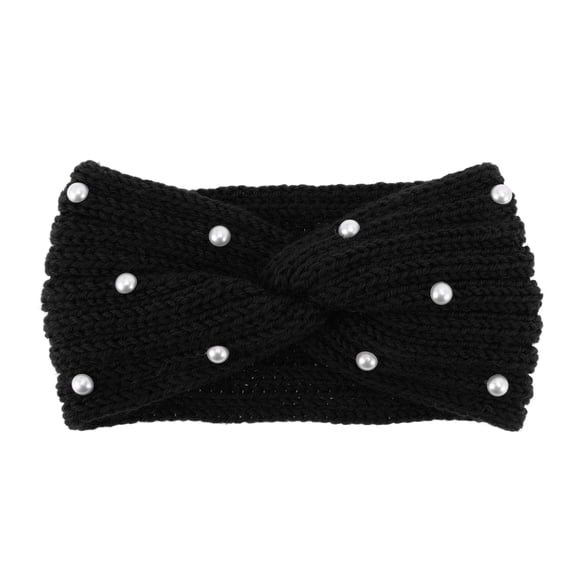 Unique Bargains 1 Pc Fashion Headband Pearl Pattern Black