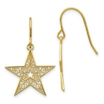 Primal Gold 14 Karat Yellow Gold Filigree Star Shepherd Hook Earrings