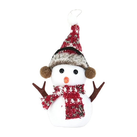 MMJ Under $5 Christmas Decor Mini Snowman Fabric Doll with Hat and Scarf, Desktop Ornament for Shelf Mantel Christmas decorations 7.87in