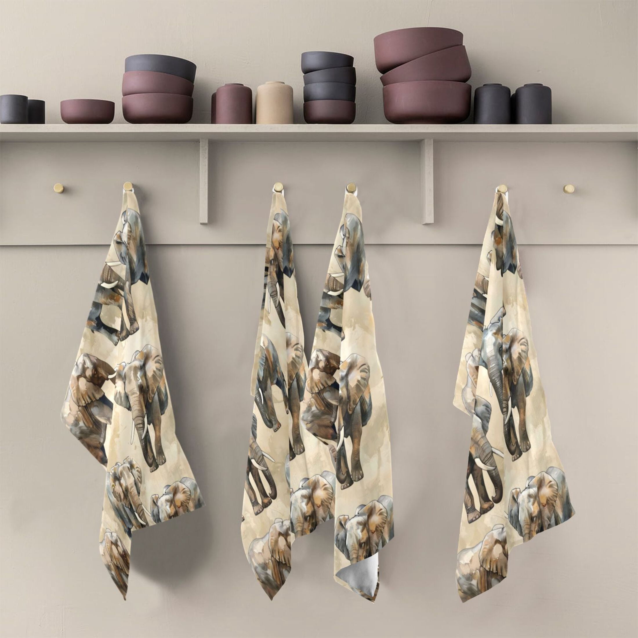 Kitchen Towel 28x18 Inches x6，Plate Towel, Decorative Towel, Napkin, Tea Towel Tea Towels For Kitchen Dish Cloths & Dish Towels Gray Elephant