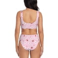 thumbnail image 3 of Wukai Hand Drawn Strawberry Women's Bikini Set Two Piece,wimsuit High Waisted V Neck Twist Front Adjustable Spaghetti Straps Bathing Suit-, 3 of 7