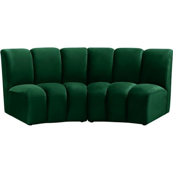 Maklaine Modern / Contemporary Green Velvet 2pc. Modular Sectional