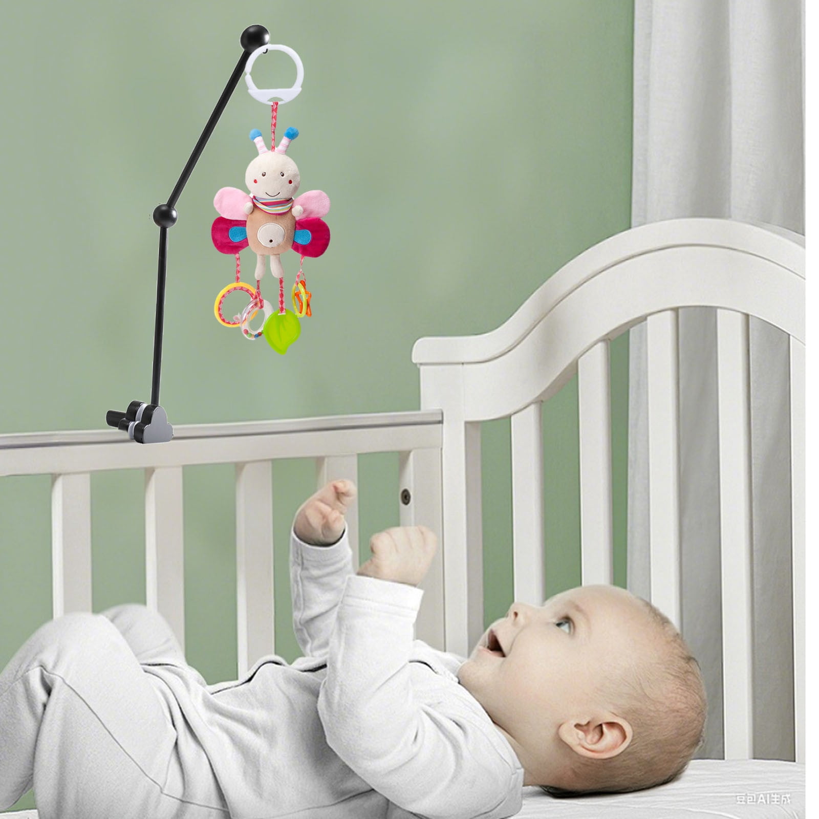 JoyMagic 27 Inch Bed Support Wooden Crib Mobile Holder 360° Rotating Cot Mobile Arm For HangingPlush Toys As Nursery Decoration