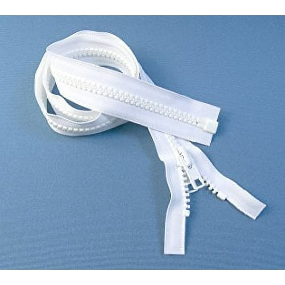 Zipper, 24" Inch, YKK, White, #10, Seperating Zipper, Double Metal Slider, Boat Canvas