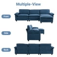 thumbnail image 5 of Zimtown Sectional L-Shaped Sofa with Ottoman, 4-6 Person Living Room Couch, 3 Seater and 1 Ottoman, Double-Layered Burlap, Blue, 5 of 10