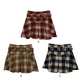 thumbnail image 6 of GYRATEDREAM 2-14Y Girls High Waist Plaid Skirt Toddler Baby Fall Winter Woolen A-Line Stretchy Waist Plaid Mini Skirt School Uniform Kids Children Pull-on Skater Tennis Skirt with Belt Red, 6 of 6