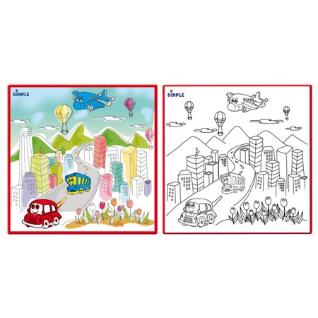 Dimple Kids Small Washable Coloring Play Mat with 'Bustling City Life' Design by Dimple