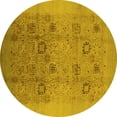 thumbnail image 1 of Ahgly Company Machine Washable Indoor Round Oriental Yellow Industrial Area Rugs, 5' Round, 1 of 4