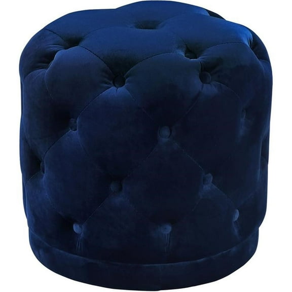 Maklaine Contemporary Velvet Ottoman/Stool in Navy