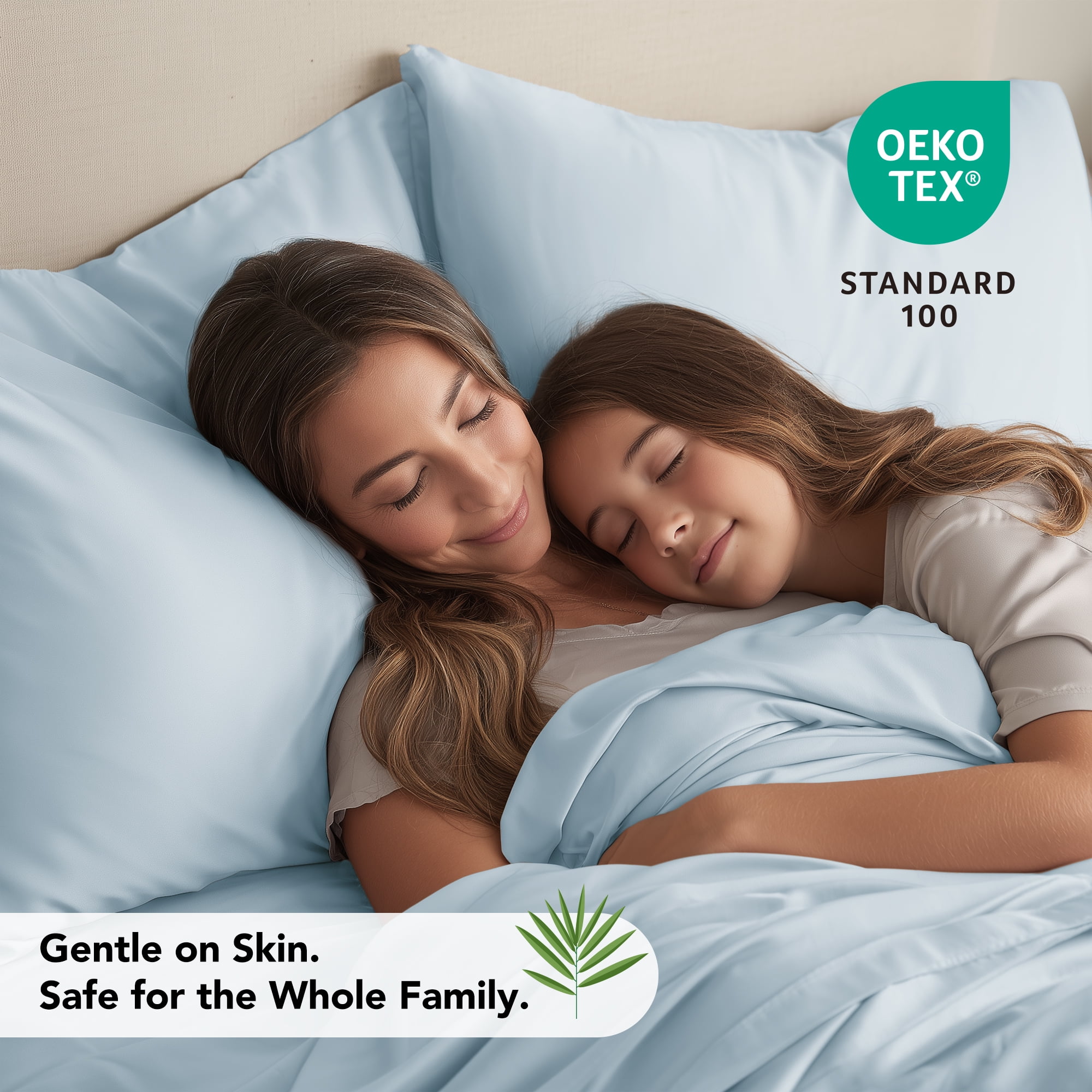 Deconovo Bamboo Fiber Duvet Cover - Soft Cooling and Moisture-Wicking Bedding for Home, Sky Blue, 104"x90"